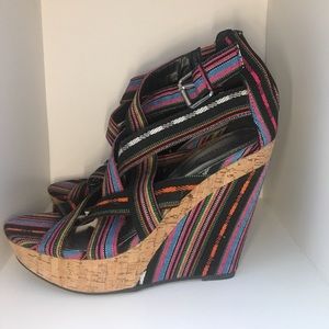 Bamboo Women’s Multicolor Stripe Wedges
